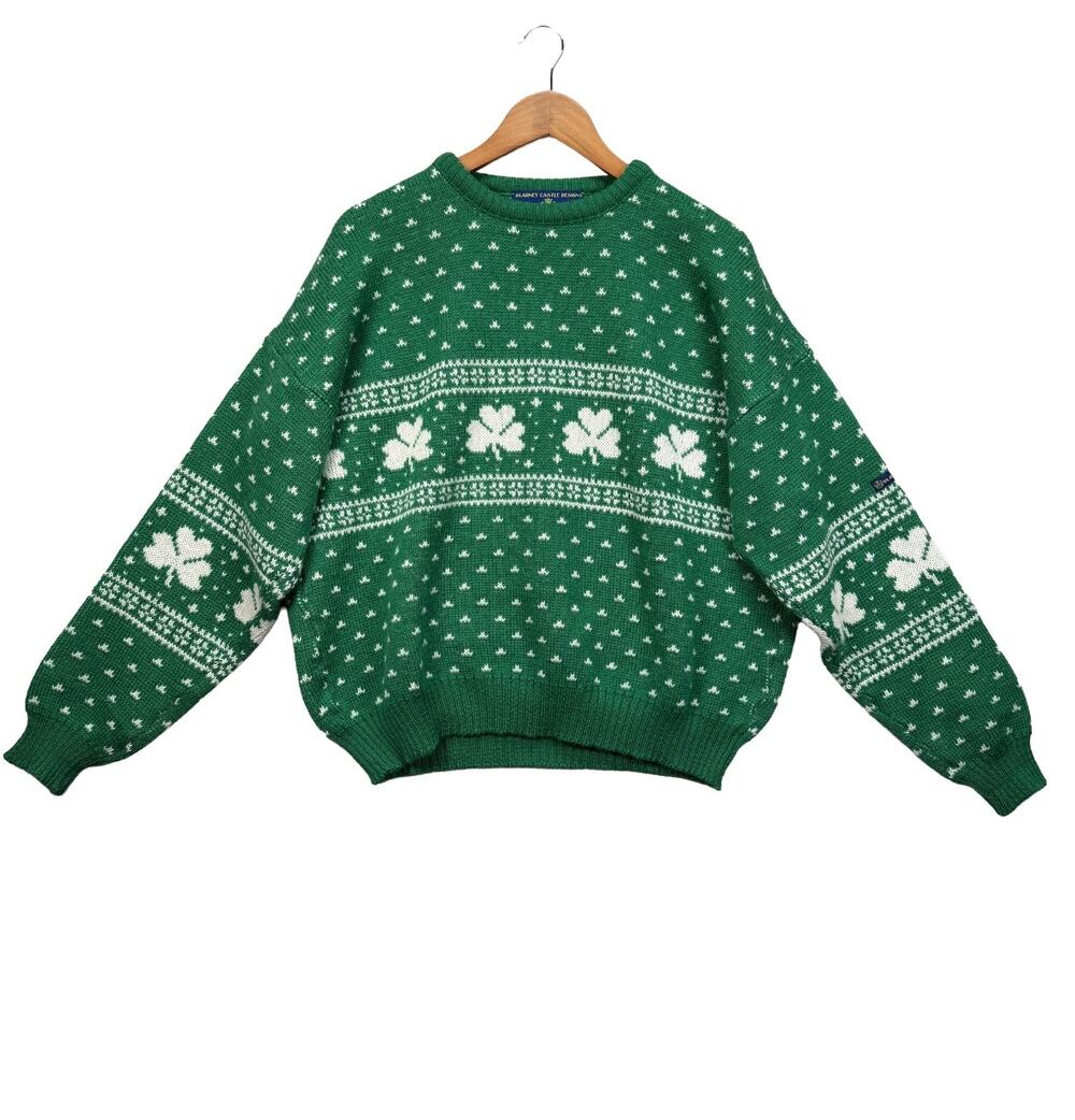 Blarney Castle Sweater Green Irish Map Made in Ireland Adult's Size L St Patrick